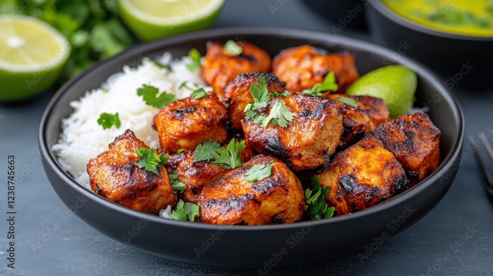 High-End Photograph of Delicious Pakistani Chargha and Rice Dish High-End Photograph of Delicious Pakistani Chargha and Rice Dish