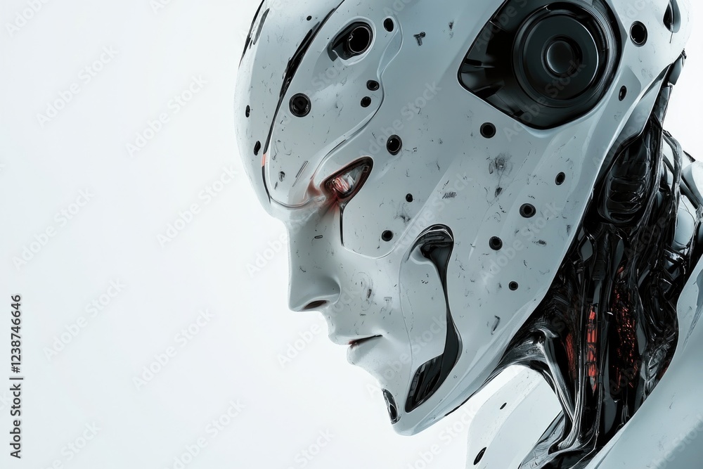 A detailed view of a robot's facial features A detailed view of a robot's facial features