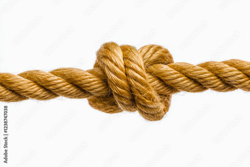 Rustic Rope Knot Macro Shot. Symbol of Strength, Connection, and Simplicity Rustic Rope Knot Macro Shot. Symbol of Strength, Connection, and Simplicity