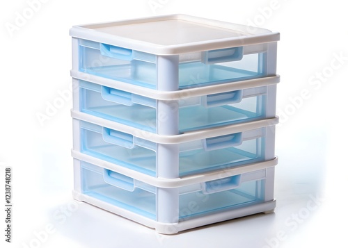 plastic storage drawers isolated on a white background