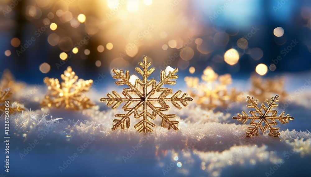 golden snowflakes sparkle in iciness light golden snowflakes sparkle in iciness light