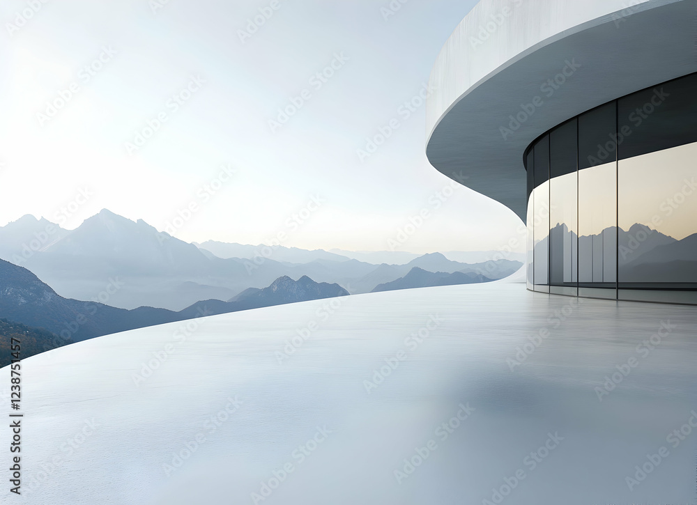 Fototapeta premium Modern Architecture: Mountaintop Serenity