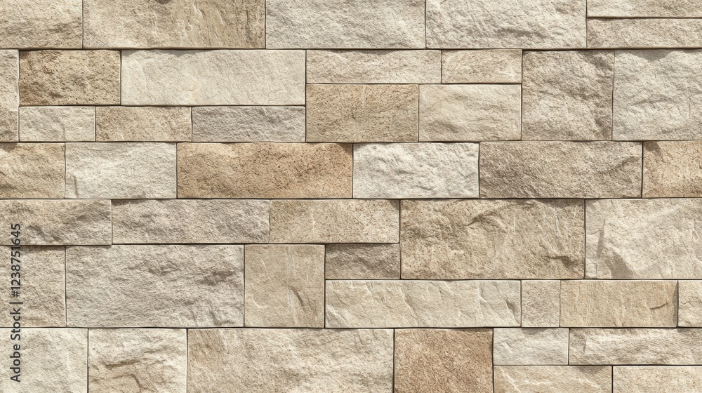 Textured Stone Wall Pattern with Earth Tones Arranged in Rectangular Shapes for a Rustic Design