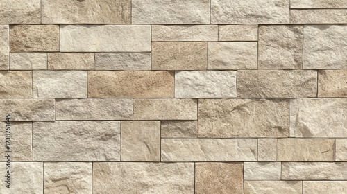 Obraz na płótnie Textured Stone Wall Pattern with Earth Tones Arranged in Rectangular Shapes for a Rustic Design w salonie