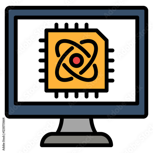 Quantum Computing Icon Element For Design