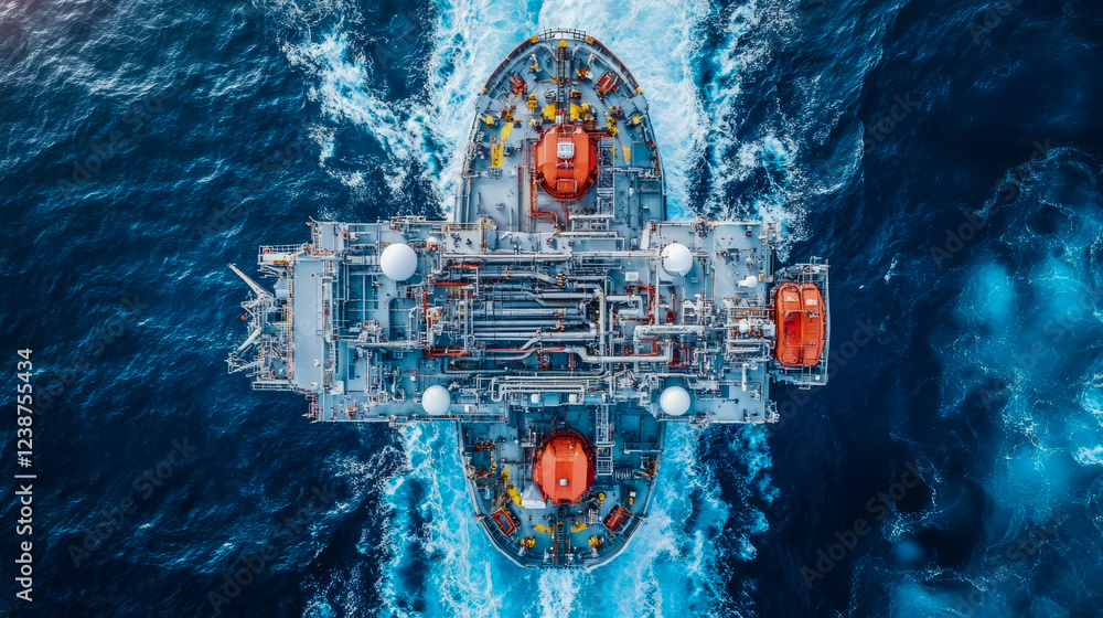 Obraz premium Aerial View of an Offshore Production Vessel on the Ocean