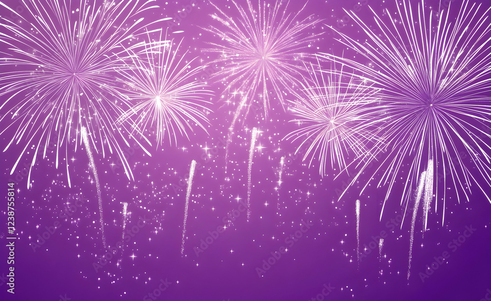 Fototapeta premium Purple Fireworks Night Celebration Sparkle