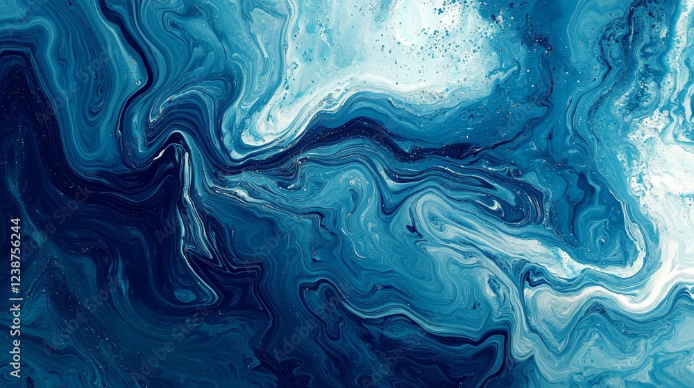 This piece showcases an abstract interpretation of blue paint fluidity. This piece showcases an abstract interpretation of blue paint fluidity.