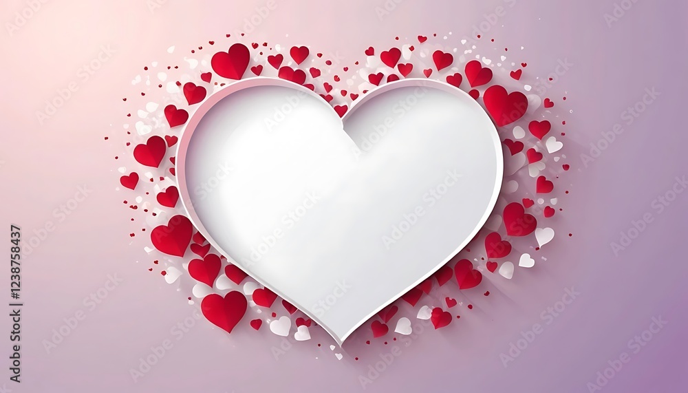 White Heart Frame Surrounded By Red And White Hearts White Heart Frame Surrounded By Red And White Hearts