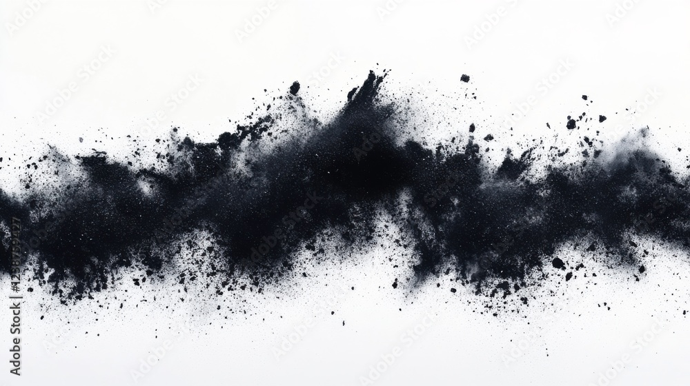 Black powder explosion against white background creating abstract smoke effect Black powder explosion against white background creating abstract smoke effect