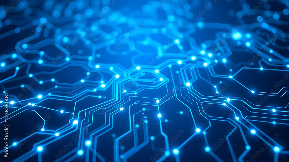 Obraz premium Futuristic blue digital light patterns form a tech-inspired web background