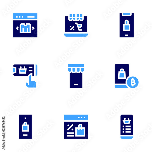 Wallpaper Mural Online shopping icon set. Bold style. Duotone colors. online shopping, online sale, online shop, shopping online, buy Torontodigital.ca
