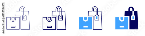 Online shopping reviews icon in 4 different styles. Thin Line, Line, Bold, and Bold Line. Duotone style. Editable stroke