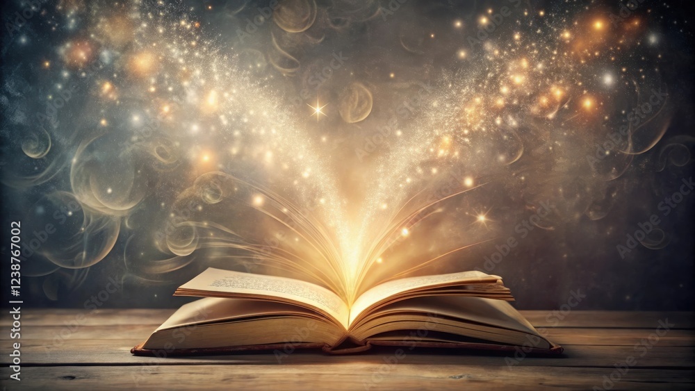 Open Book with Magical Golden Light Emanating from its Pages Open Book with Magical Golden Light Emanating from its Pages