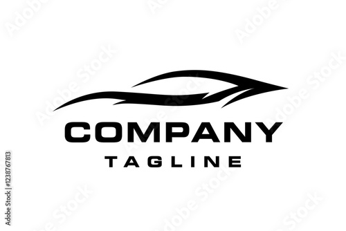 Sleek and modern logo design featuring a stylized sports car silhouette, ideal for automotive businesses, dealerships, and auto branding projects. Features dynamic lines