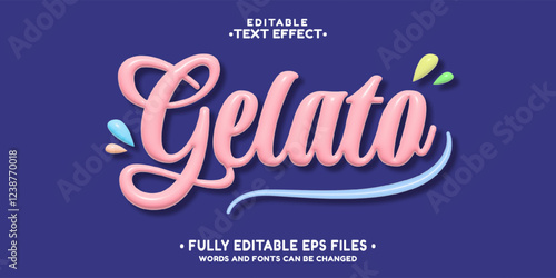 editable 3d inflate gelato text effect.typhography logo