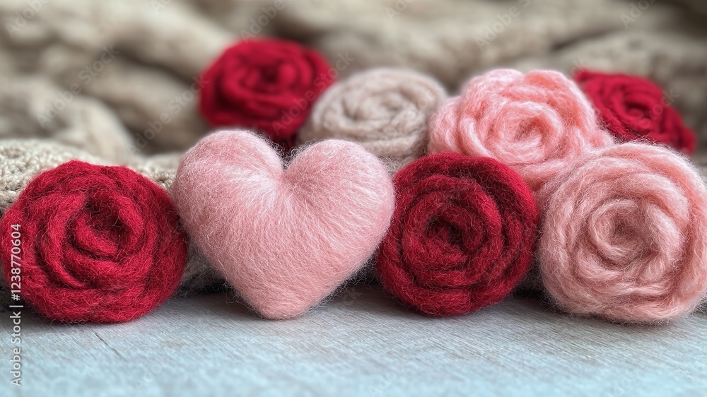 Felted roses and heart for Valentine's Day Felted roses and heart for Valentine's Day