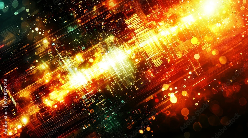 Fototapeta premium Luminous Digital Ecosystem With Vibrant Lights and Abstract Patterns
