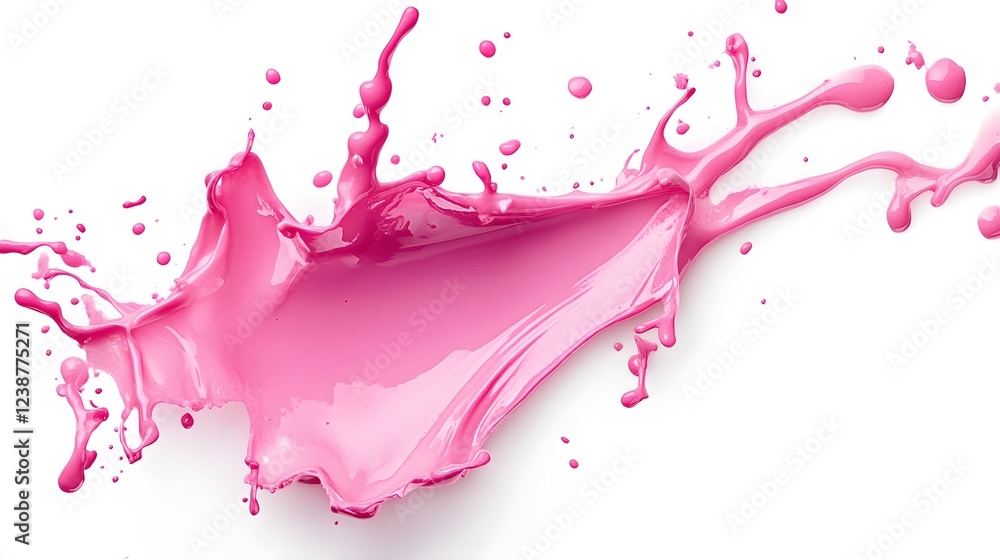 Vibrant pink paint fluid flowing on a white background, creates a visual effect, generative AI Vibrant pink paint fluid flowing on a white background, creates a visual effect, generative AI