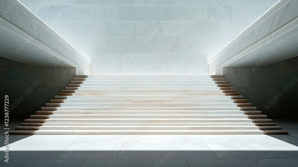 Obraz premium Symbolism of Justice, a portrayal of courthouse steps embodying the essence of justice as a public institution, featuring a minimalist background and ample free space.