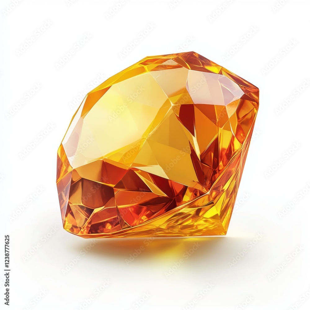 Radiant Yellow Topaz Gemstone, Faceted to Perfection, Shimmering in Warm Golden Tones, Isolated on White Background Radiant Yellow Topaz Gemstone, Faceted to Perfection, Shimmering in Warm Golden Tones, Isolated on White Background