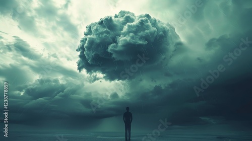 Storm cloud overhead  symbolizing negativity bias in cognitive distortion amidst a bright sky