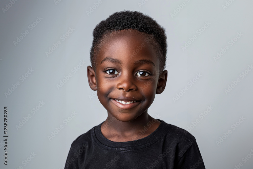 young african boy with bright smile, standing confidently in front of a simple white background. He is dressed in his casual, everyday attire, conveying sense of happiness and warmth. young african boy with bright smile, standing confidently in front of a simple white background. He is dressed in his casual, everyday attire, conveying sense of happiness and warmth.