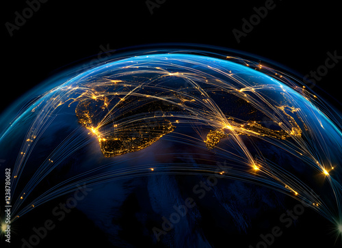 Global Network: Earth's Illuminated Connections photo