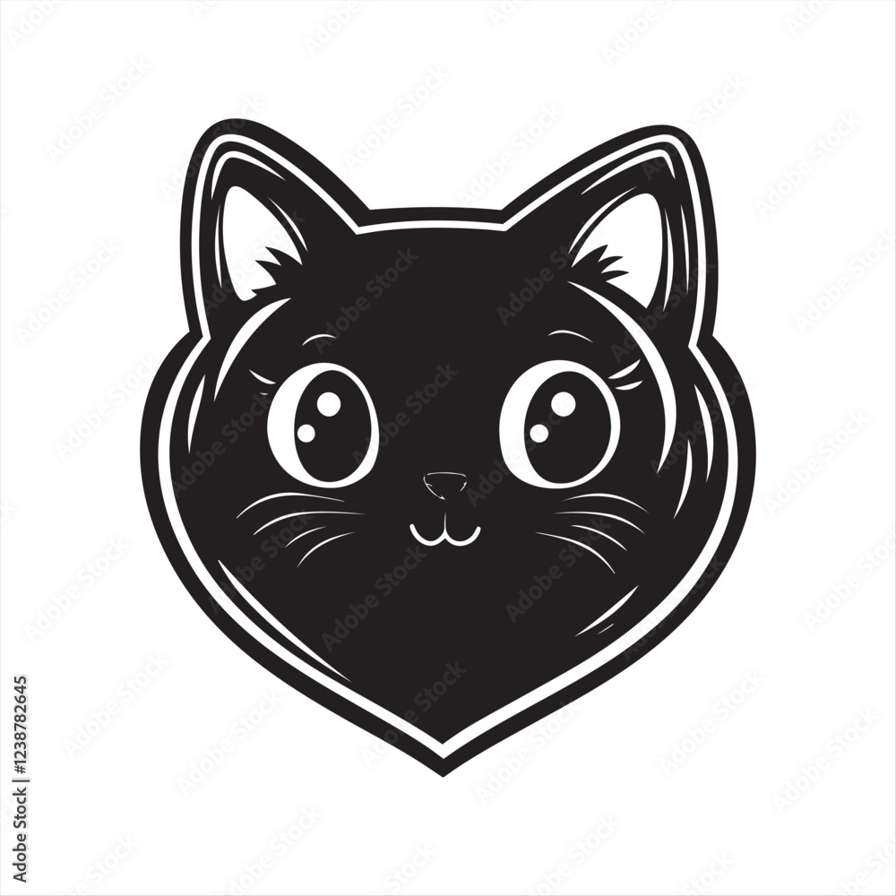 Cute Black Cat Heart Cute Black Cat Heart