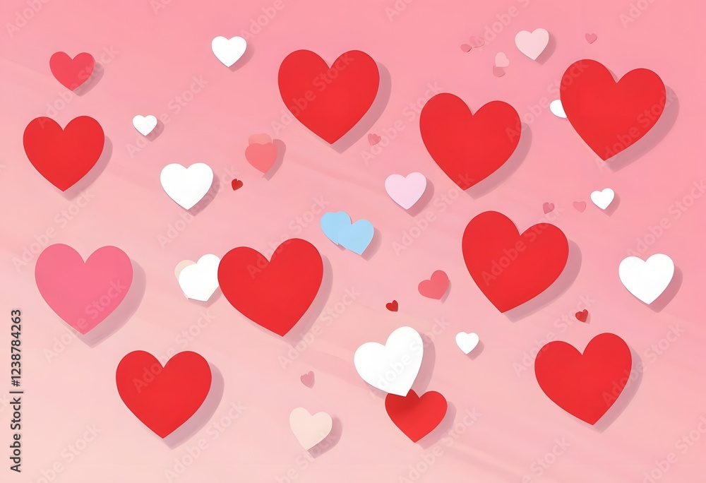 Aesthetic Flat Design of Floating Hearts in a Minimalist Valentine Composition Aesthetic Flat Design of Floating Hearts in a Minimalist Valentine Composition