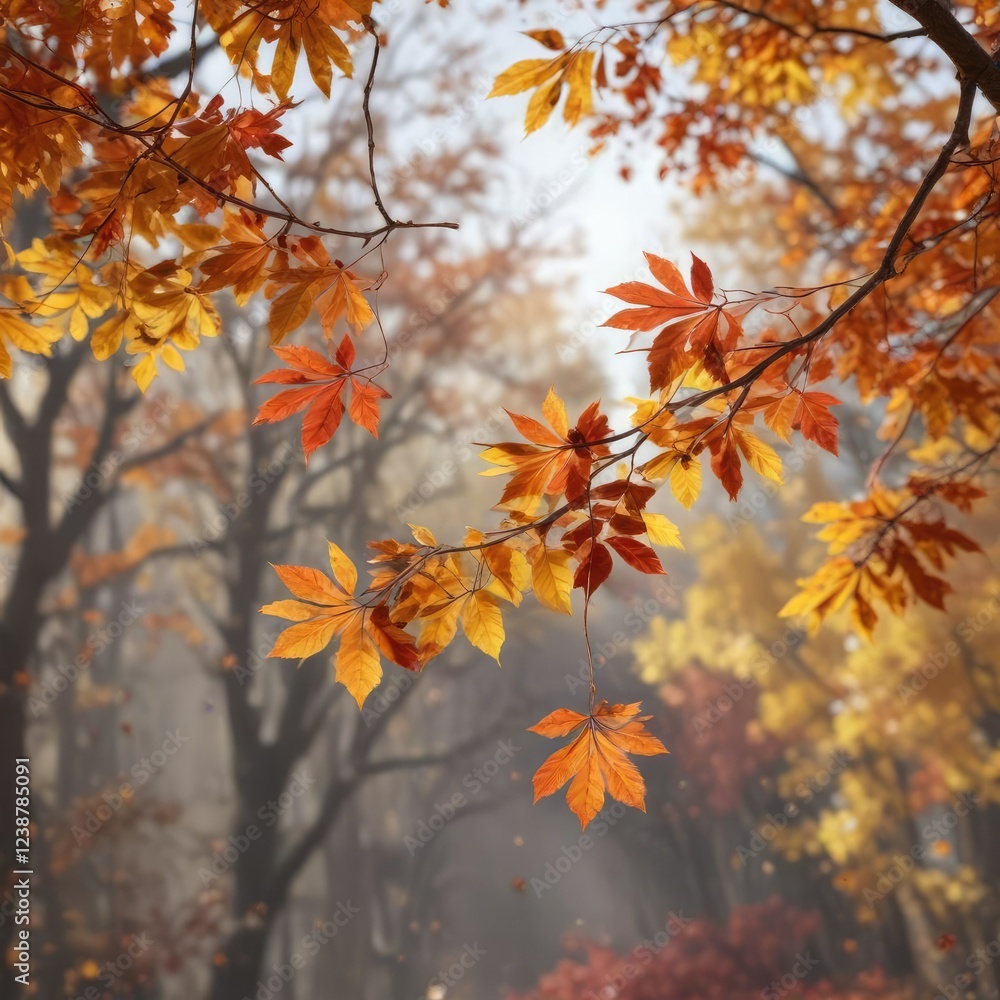 thin twig suspended in the air amidst autumn leaves, scenery, warm tones, sky thin twig suspended in the air amidst autumn leaves, scenery, warm tones, sky
