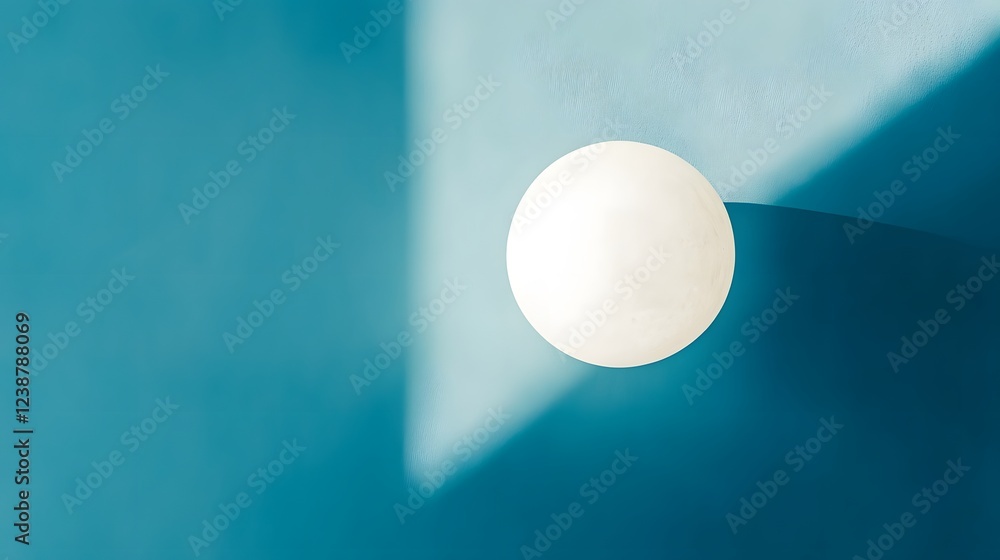 Soft Sphere Casting Shadow on Blue Wall in Minimalist Setting Soft Sphere Casting Shadow on Blue Wall in Minimalist Setting