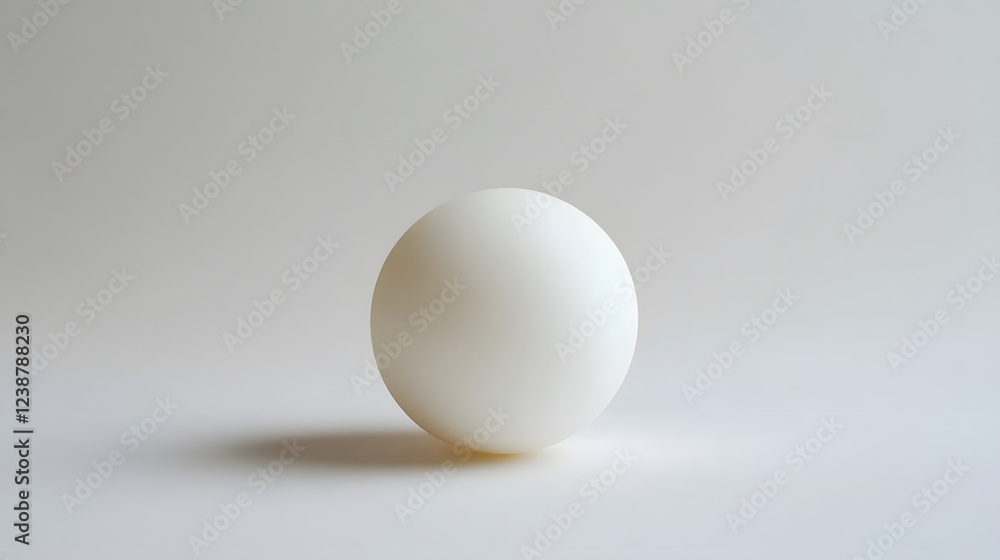 72. A clean white ping pong ball, slightly glimmering, placed against a white backdrop 72. A clean white ping pong ball, slightly glimmering, placed against a white backdrop