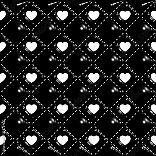 black leather texture background with white heart seamless pattern