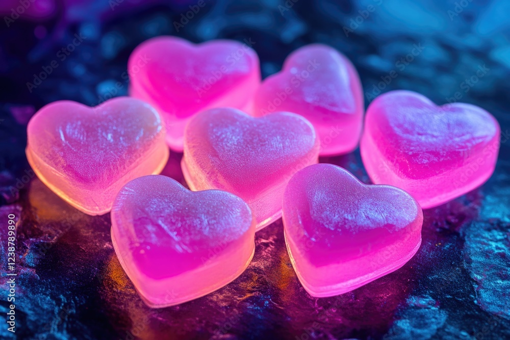 Obraz premium A collection of heart-shaped ice cubes on a table
