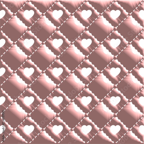 pink leather texture background with white heart seamless pattern
