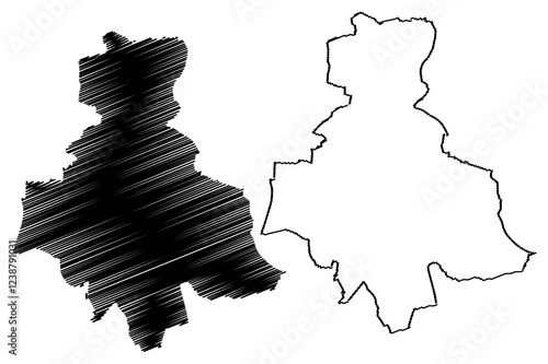 Ruda Slaska City (Republic of Poland, Silesian Voivodeship) map vector illustration, scribble sketch City of Ruda Slaska map