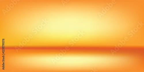 3d abstract autumn studio room background. Orange, brown dark gradient empty wall backdrop. Back ground horizontal reflection art