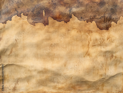 Aged Parchment Paper Texture with Burnt Edges and Vintage Look photo