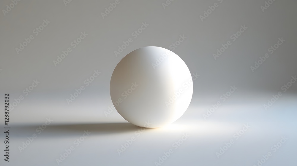94. A clean white ping pong ball, glowing slightly against the white canvas 94. A clean white ping pong ball, glowing slightly against the white canvas