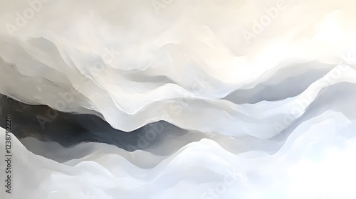 Abstract White and Gray Waves in Soft and Dreamy Landscape