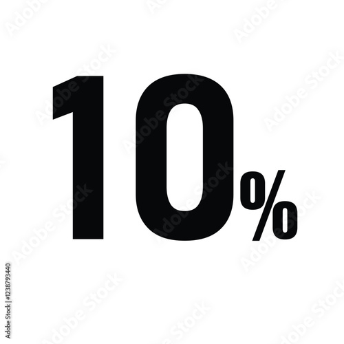 "10% Percent Symbol - Visual Representation of Small Percentage, Emptiness, or Absence"