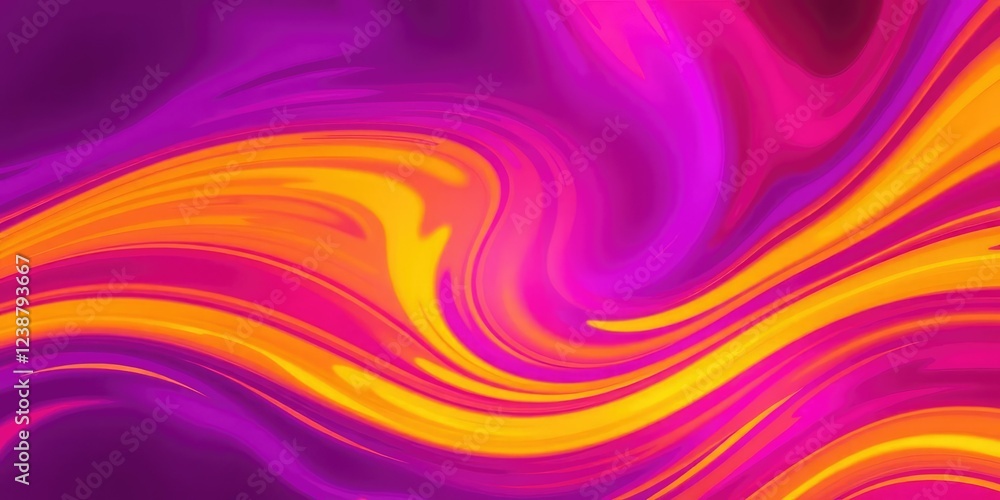 Obraz premium Swirling purple and yellow hues blended with red and green on a geometric background creating a dynamic visual display, design, geometric