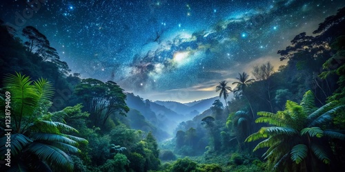 Ethereal Rainforest Night Sky