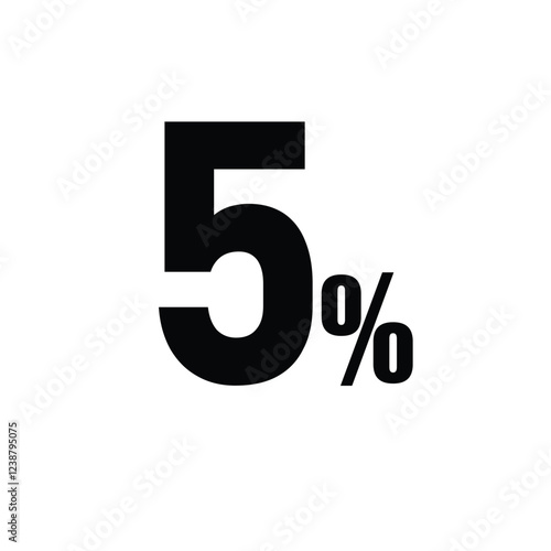 5% Percent Symbol - Visual Representation of Small Percentage, Emptiness, or Absence