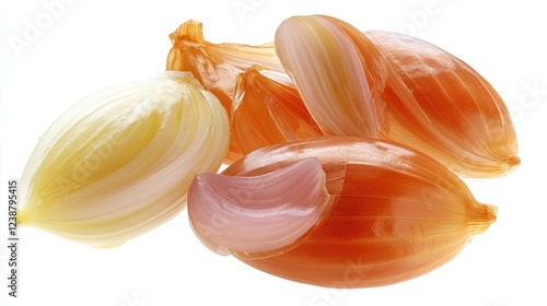 A cluster of onions sitting together, often used in kitchen or cooking scenes
