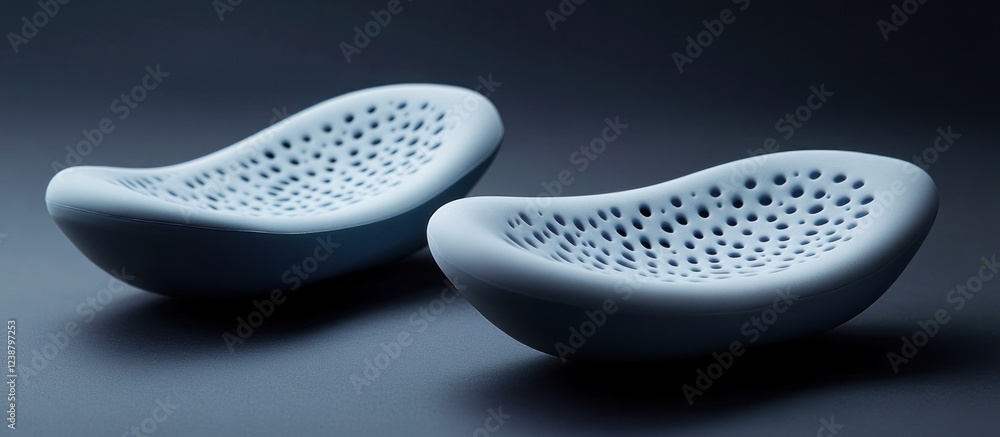 Abstract blue sculpted bowls on dark background, studio shot, product design Abstract blue sculpted bowls on dark background, studio shot, product design