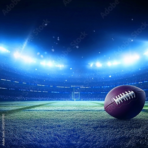 Football On Field At Night Free Photo