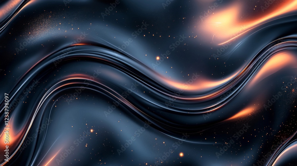 Obraz premium Abstract Dark Blue and Orange Fluid Wave Background