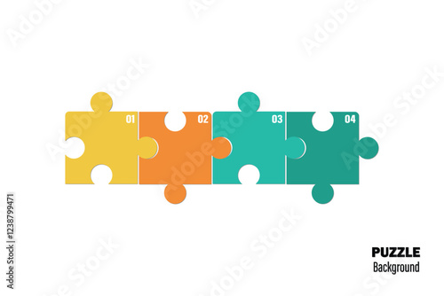 Puzzle infographic with four piece business presentation. 4 Step puzzle round process diagram